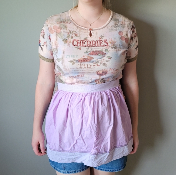 Purple cotton vintage apron - Picture 6 of 6